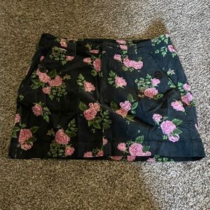 Wild Fable Black corduroy Skirt with Pink Floral Design